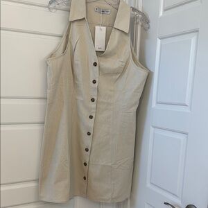 NWT Mango Cream Sleeveless Button-Down Shirt DRESS